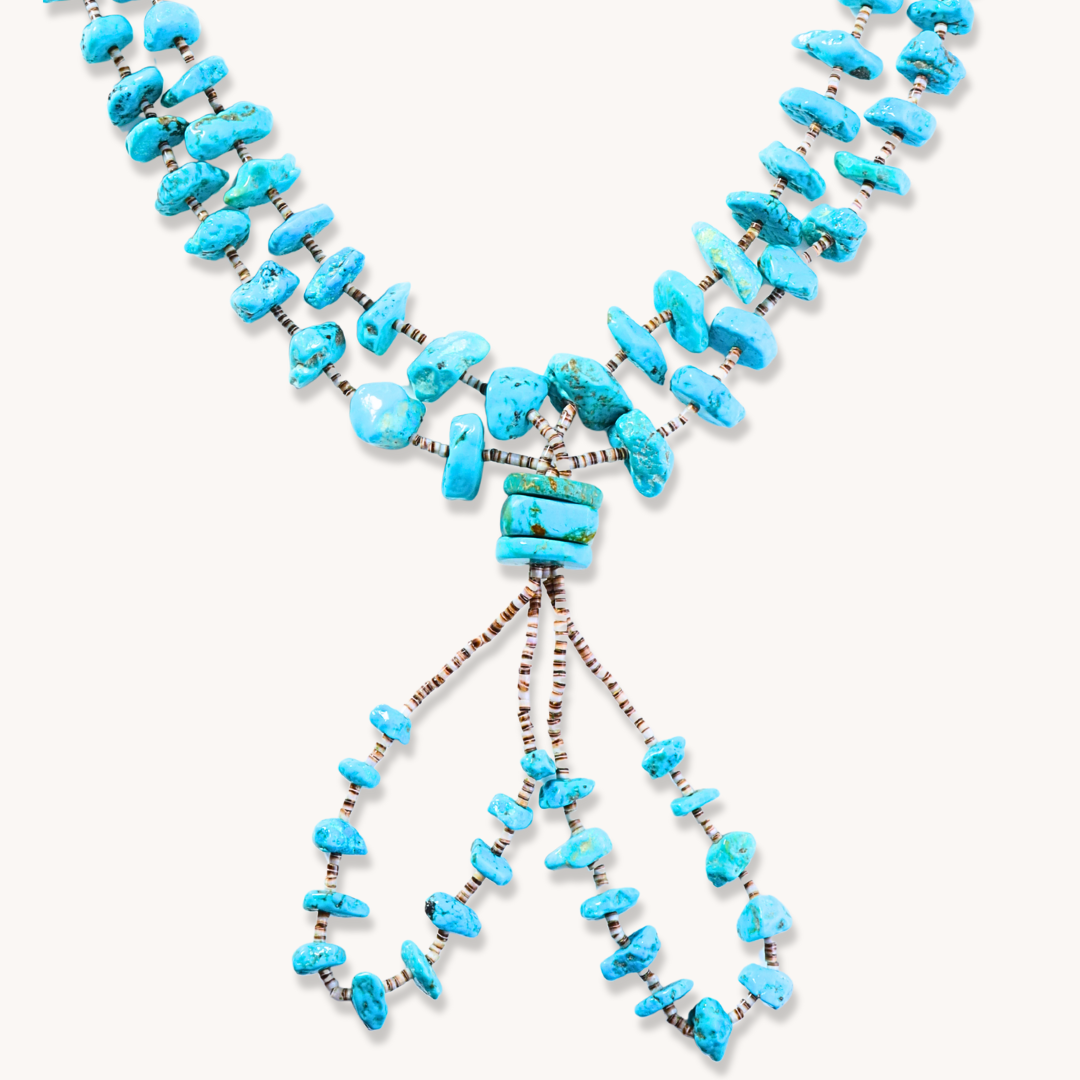 Vintage Turquoise Nugget Beads Necklace with Jaclas