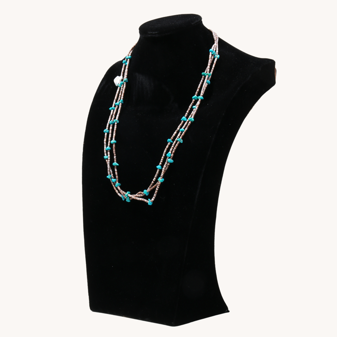 3-Strand Mini Turquoise Nugget and Heishe Necklace