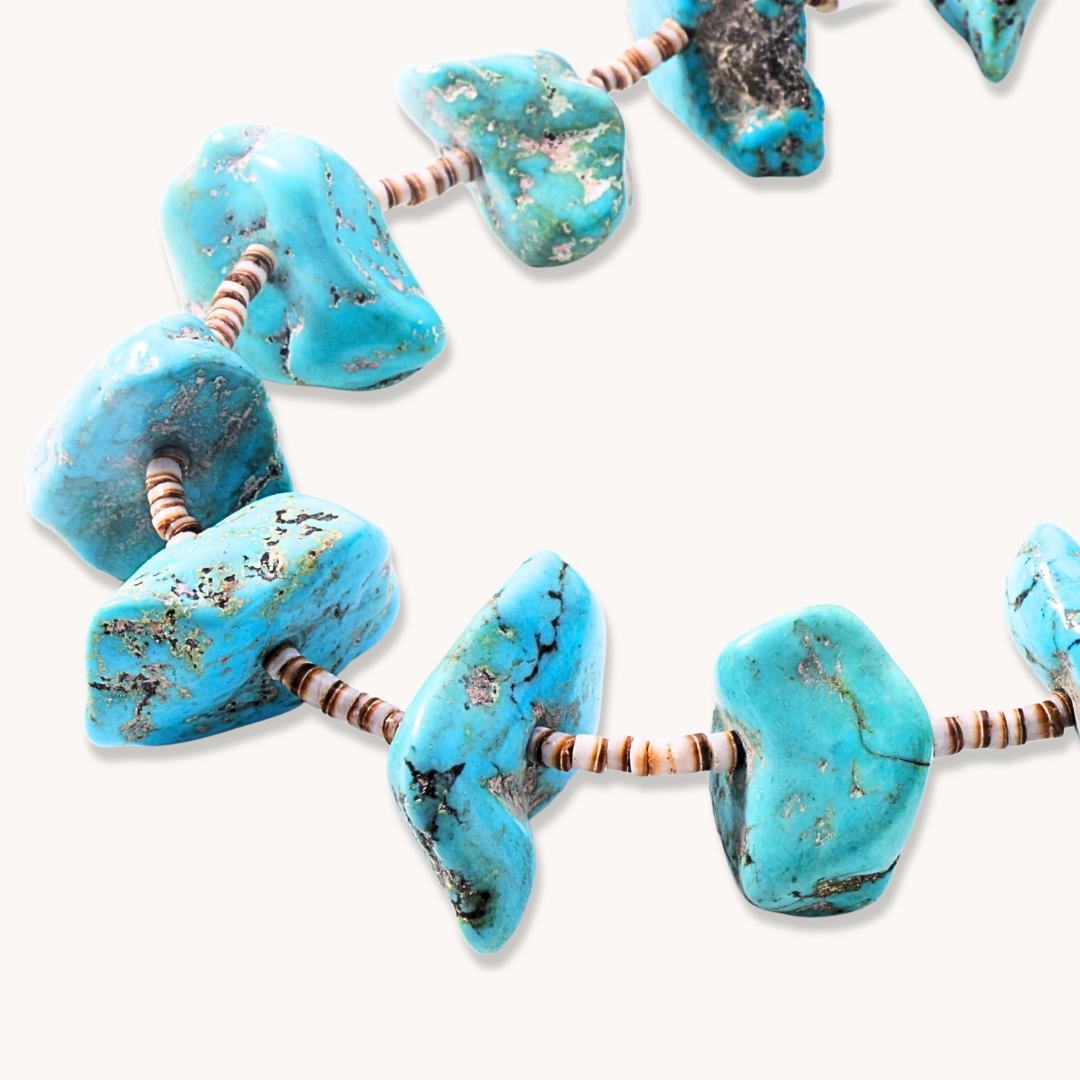 Turquoise Nugget and Heishe Beads Necklace