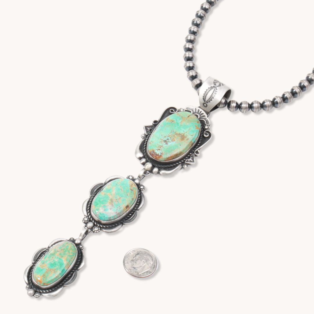 3-Stone Turquoise Drop Pendant