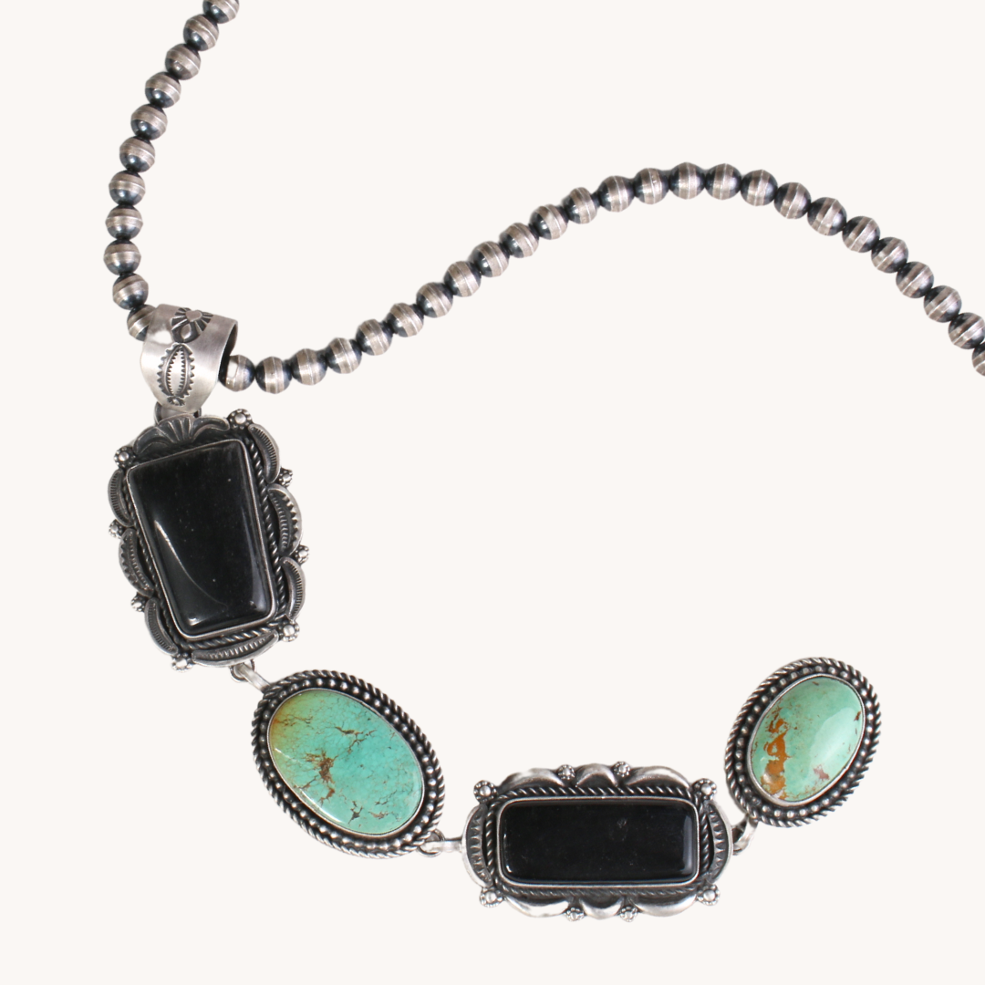 Turquoise and Obsidian Pendant