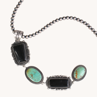 Turquoise and Obsidian Pendant