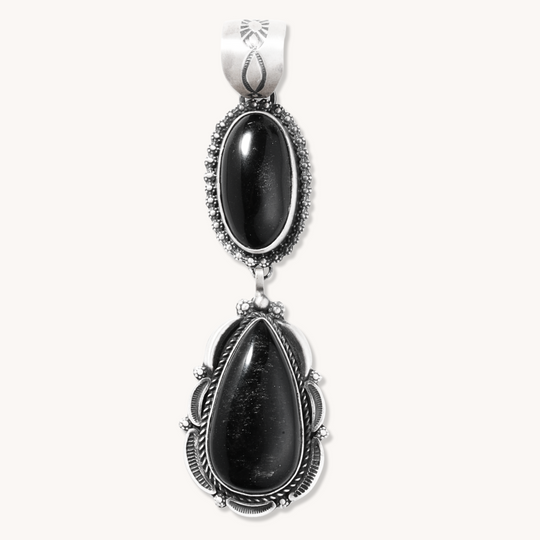 2-Stone Silver Sheen Obsidian Pendant