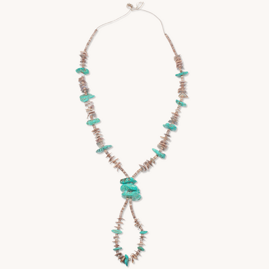 Turquoise and Shell Beads Necklace with Jacla