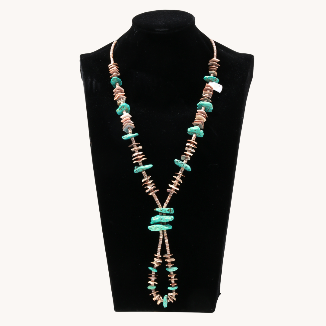 Turquoise and Shell Beads Necklace with Jacla