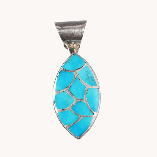 Turquoise Channel Inlay Fish Scale Pendant