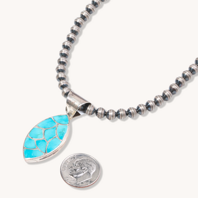 Turquoise Channel Inlay Fish Scale Pendant