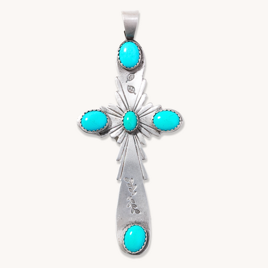 5-Stone Turquoise Cross Pendant
