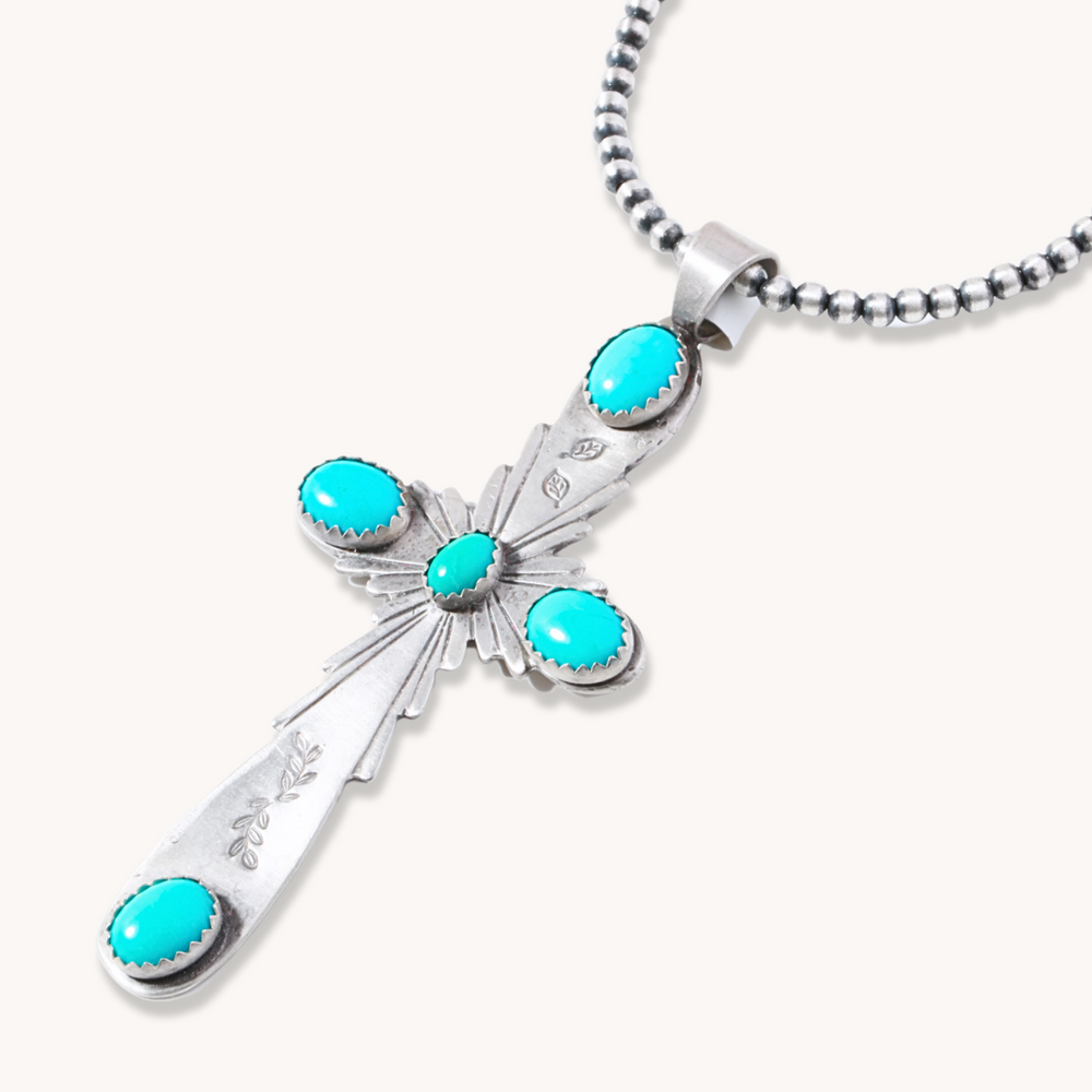 5-Stone Turquoise Cross Pendant