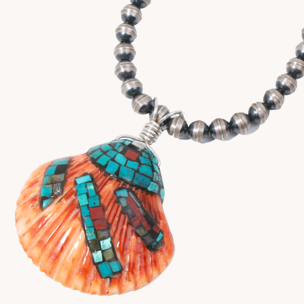 Shell Pendant with Turquoise Inlay