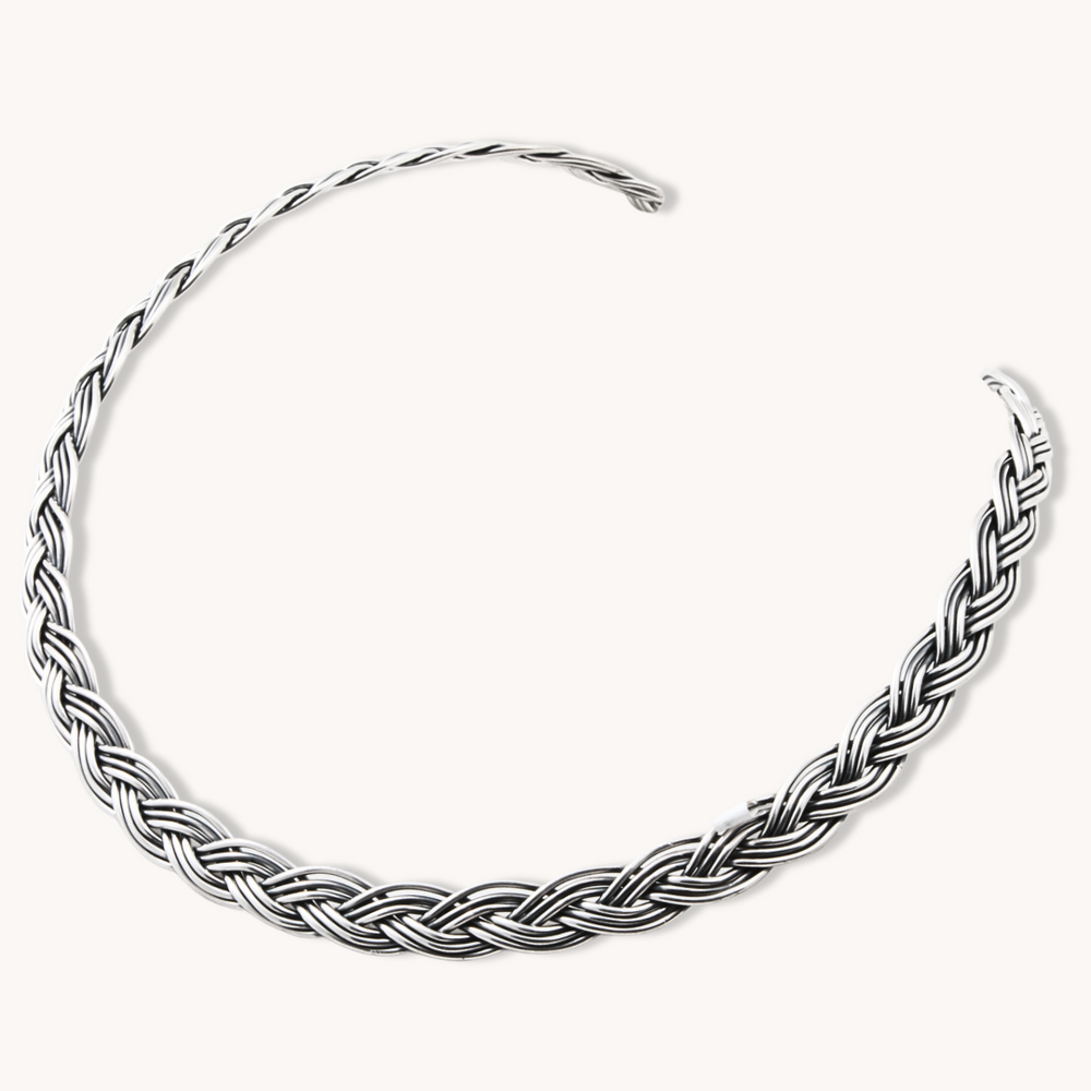 6-Strand Braided Bar Choker Necklace