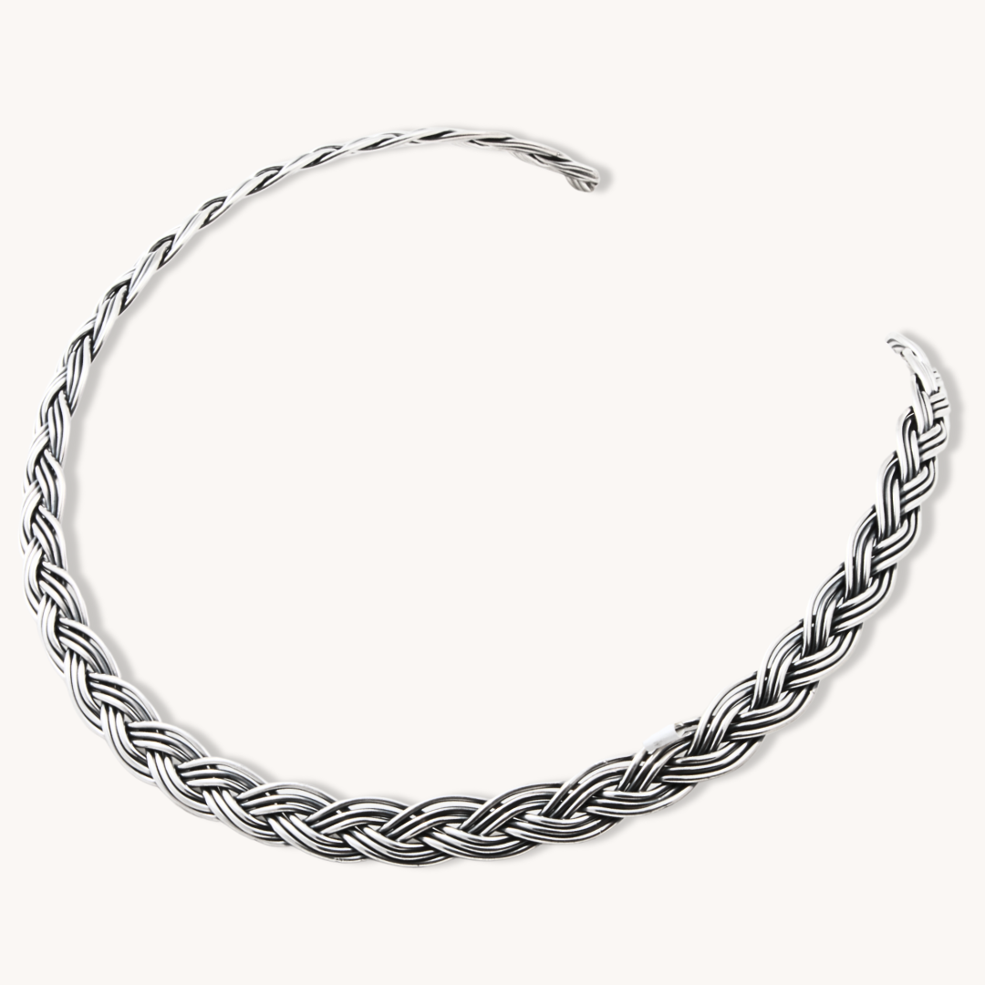 6-Strand Braided Bar Choker Necklace