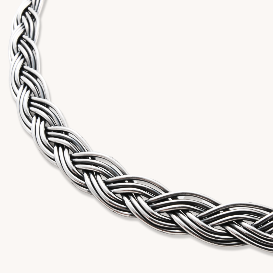 6-Strand Braided Bar Choker Necklace