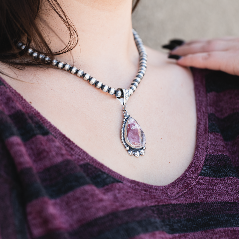 Rhodochrosite Teardrop Pendant