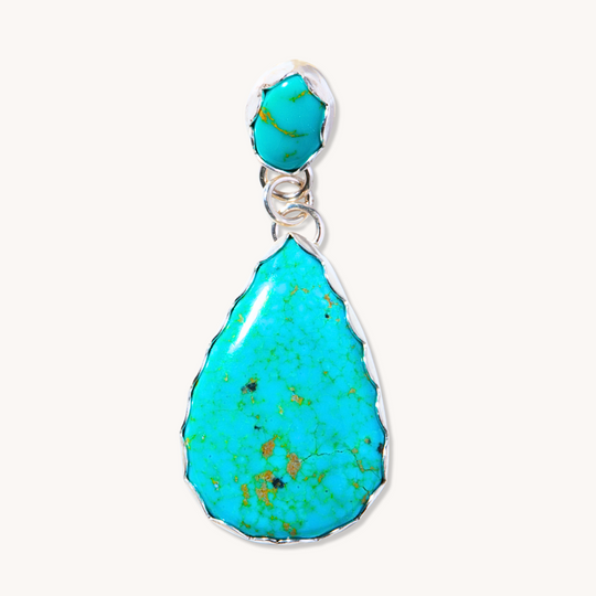 2-Stone Teardrop Turquoise Pendant