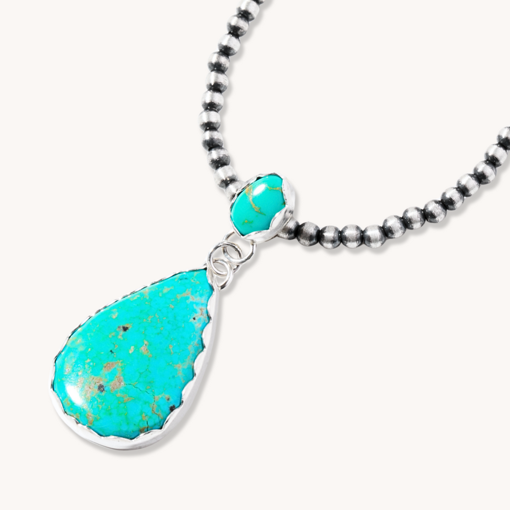 2-Stone Teardrop Turquoise Pendant
