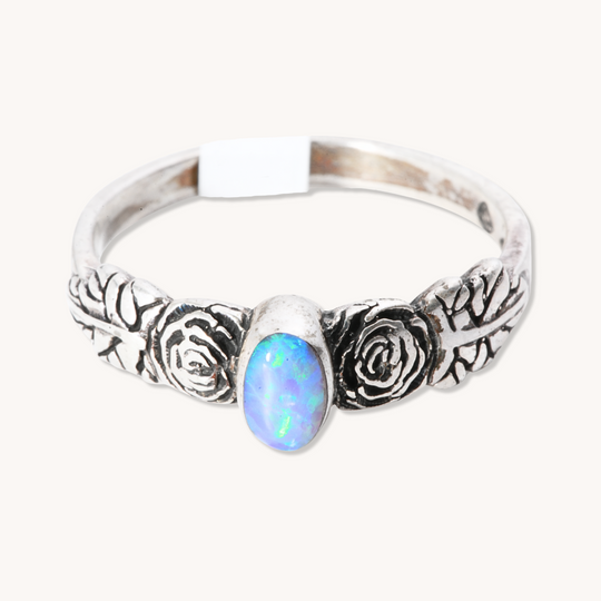 Blue Opal Rose Ring