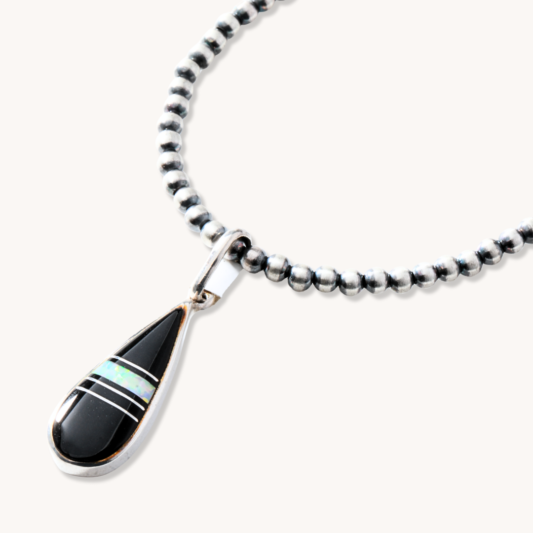 Jet & Opal Inlay Pendant