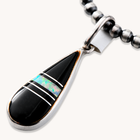Jet & Opal Inlay Pendant