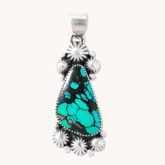 Turquoise Pendants with Silver Button Accents
