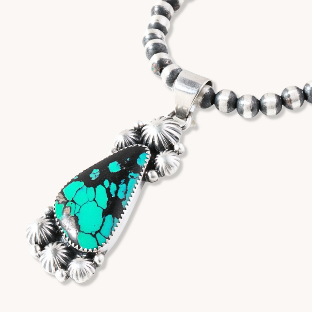 Turquoise Pendants with Silver Button Accents