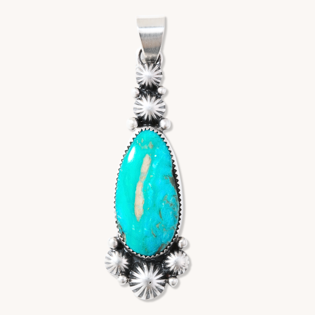 Turquoise Pendants with Silver Button Accents
