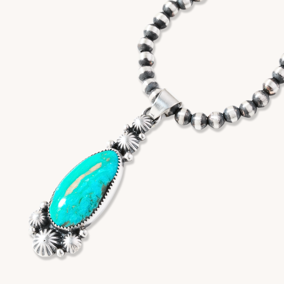Turquoise Pendants with Silver Button Accents