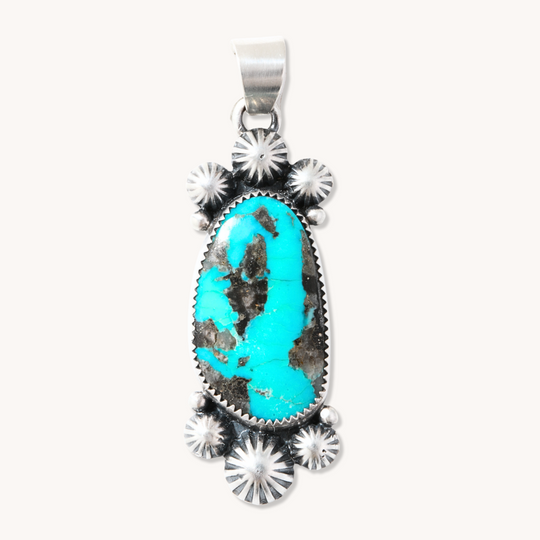 Turquoise Pendants with Silver Button Accents