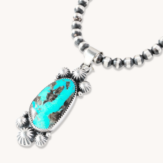 Turquoise Pendants with Silver Button Accents
