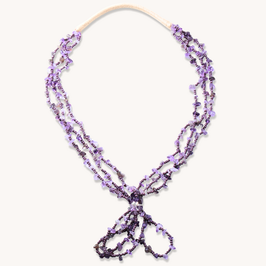 3-Strand Amethyst Beads Necklace