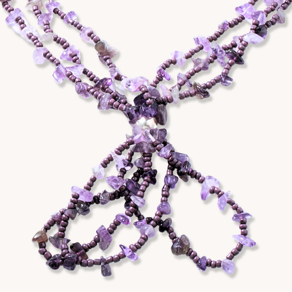 3-Strand Amethyst Beads Necklace