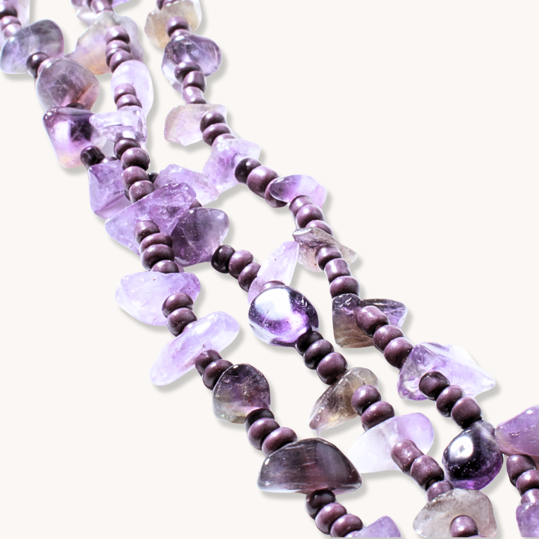 3-Strand Amethyst Beads Necklace