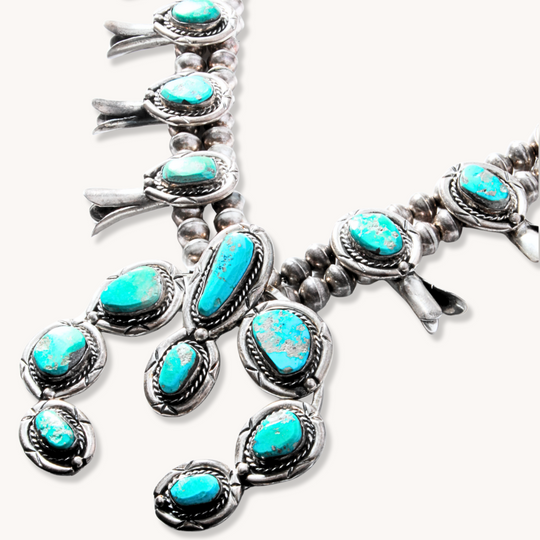 Vintage Turquoise Squash Blossom Necklace