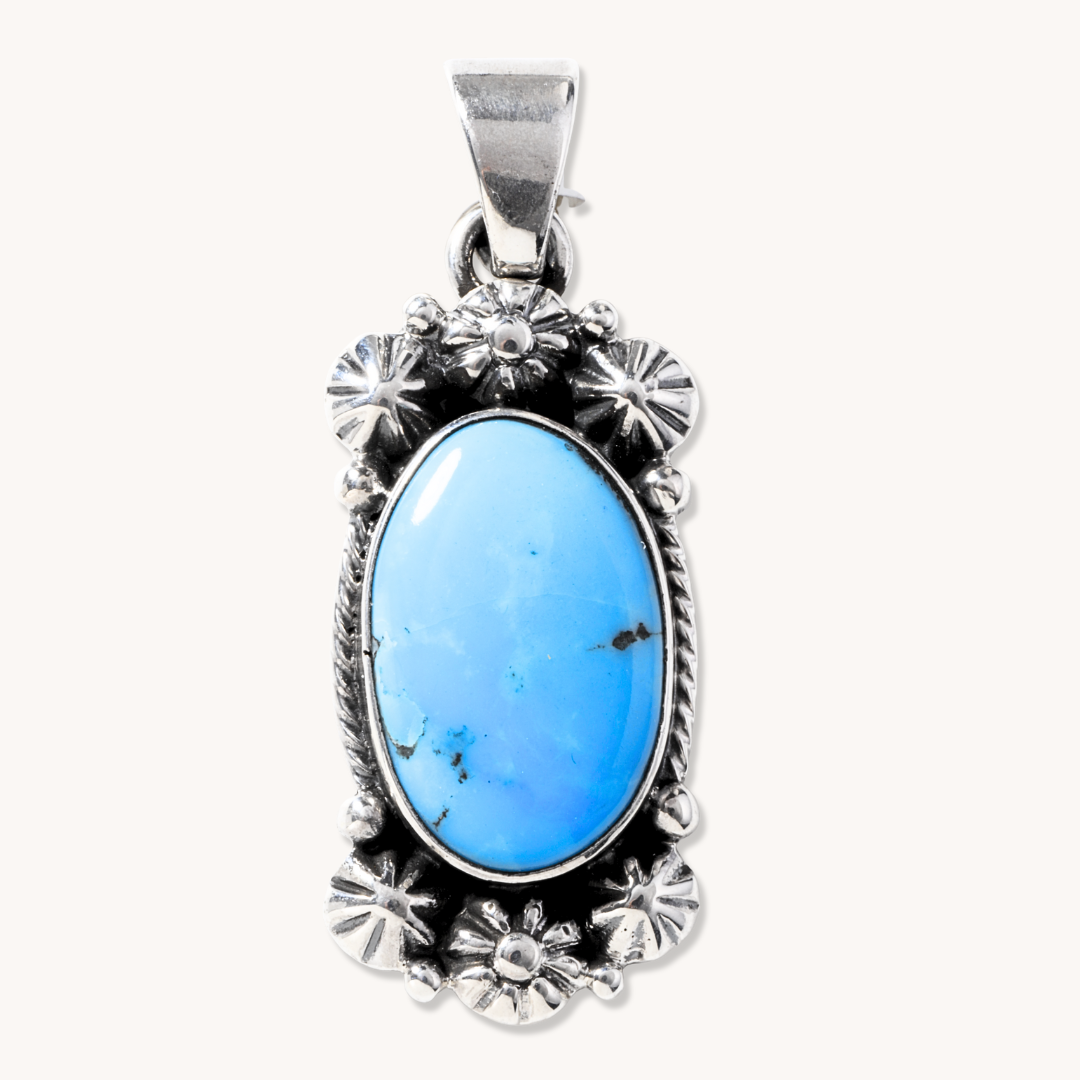 Turquoise Pendants with Silver Button Accents