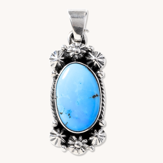 Turquoise Pendants with Silver Button Accents