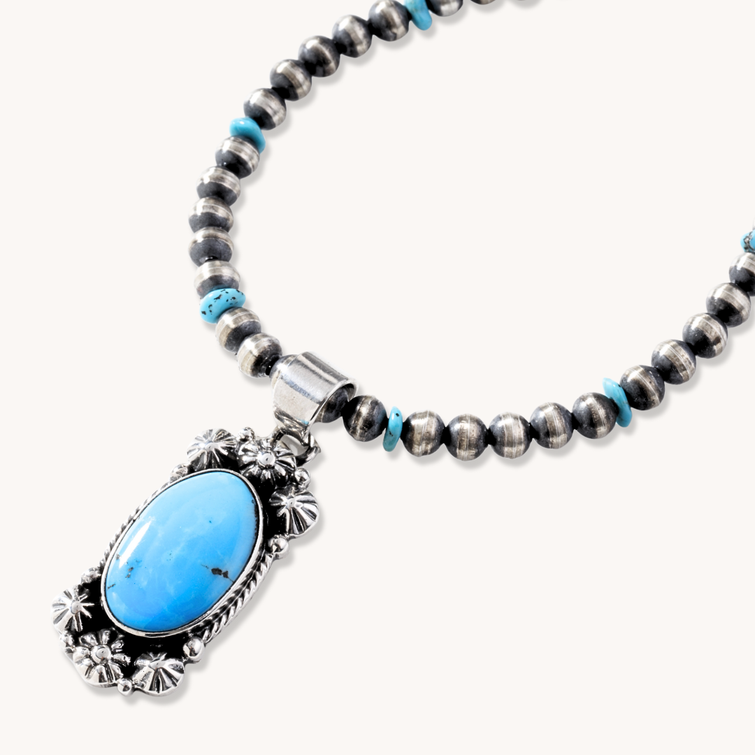 Turquoise Pendants with Silver Button Accents