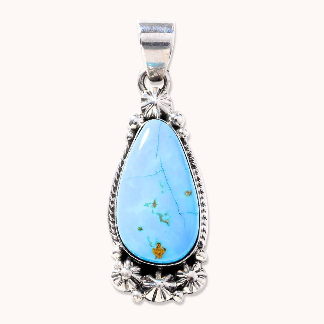 Turquoise Pendants with Silver Button Accents