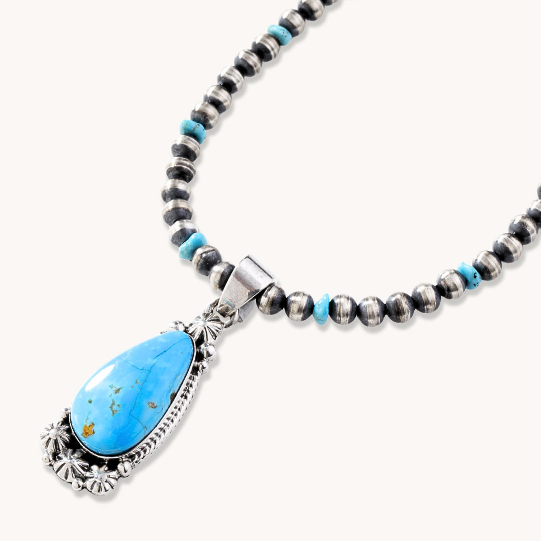 Turquoise Pendants with Silver Button Accents