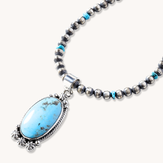 Turquoise Pendants with Silver Button Accents
