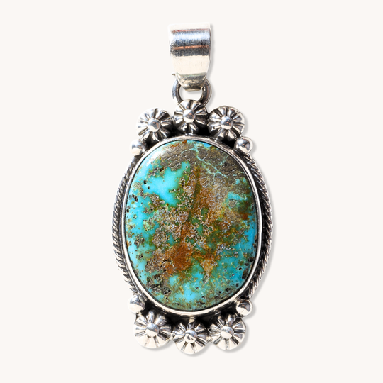 Turquoise Pendants with Silver Button Accents