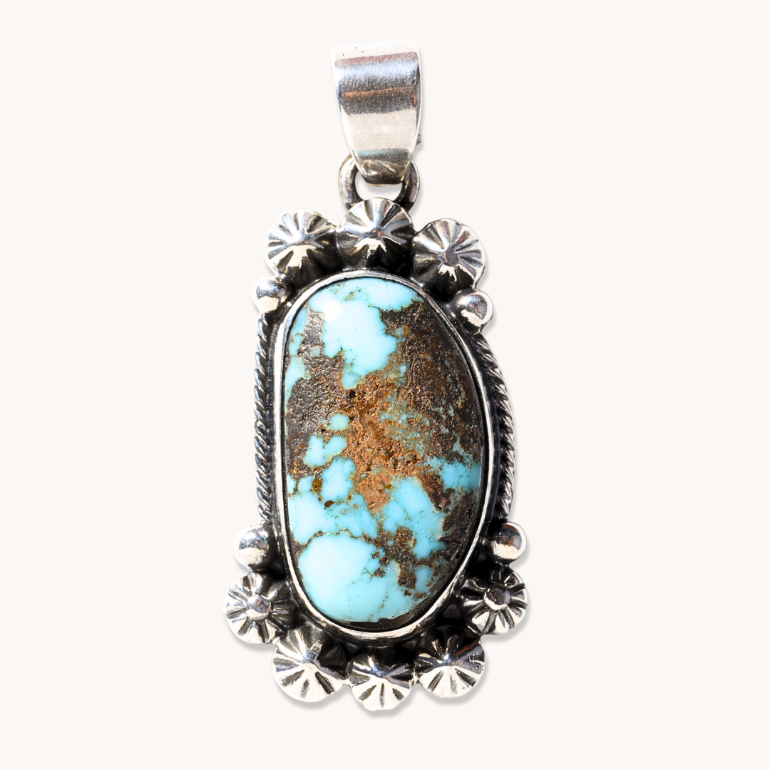 Turquoise Pendants with Silver Button Accents