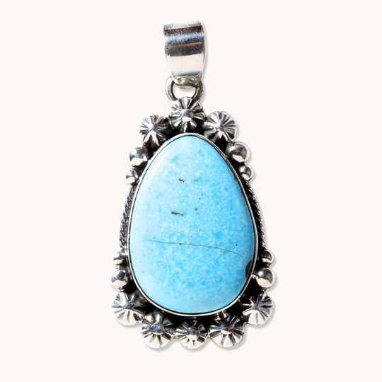 Turquoise Pendants with Silver Button Accents