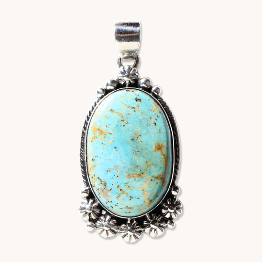 Turquoise Pendants with Silver Button Accents