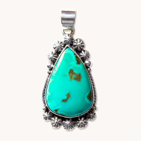 Turquoise Pendants with Silver Button Accents