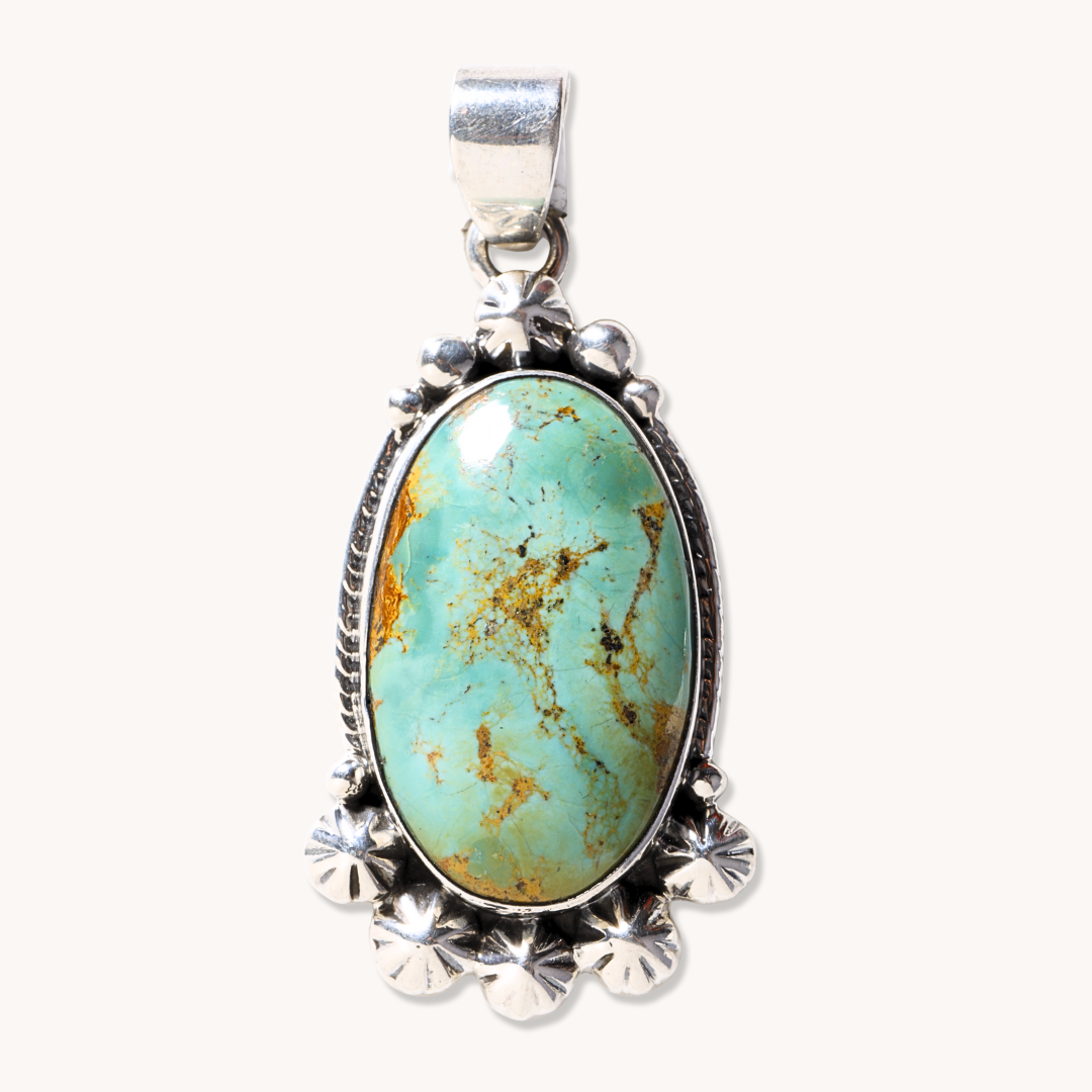 Turquoise Pendants with Silver Button Accents