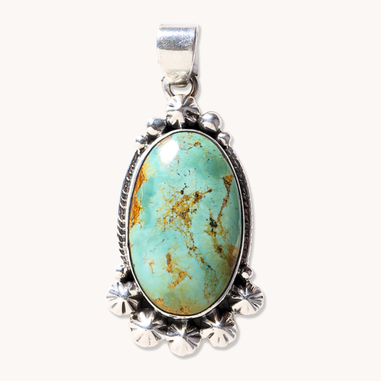 Turquoise Pendants with Silver Button Accents