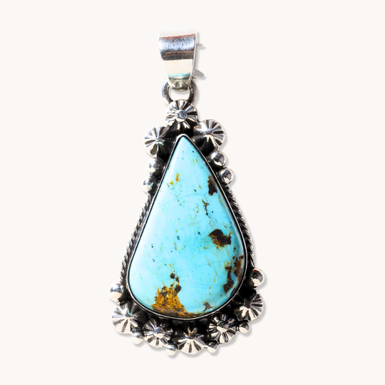 Turquoise Pendants with Silver Button Accents