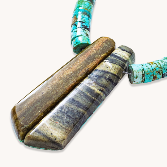Turquoise Heishe Necklace with Inlay Pendant