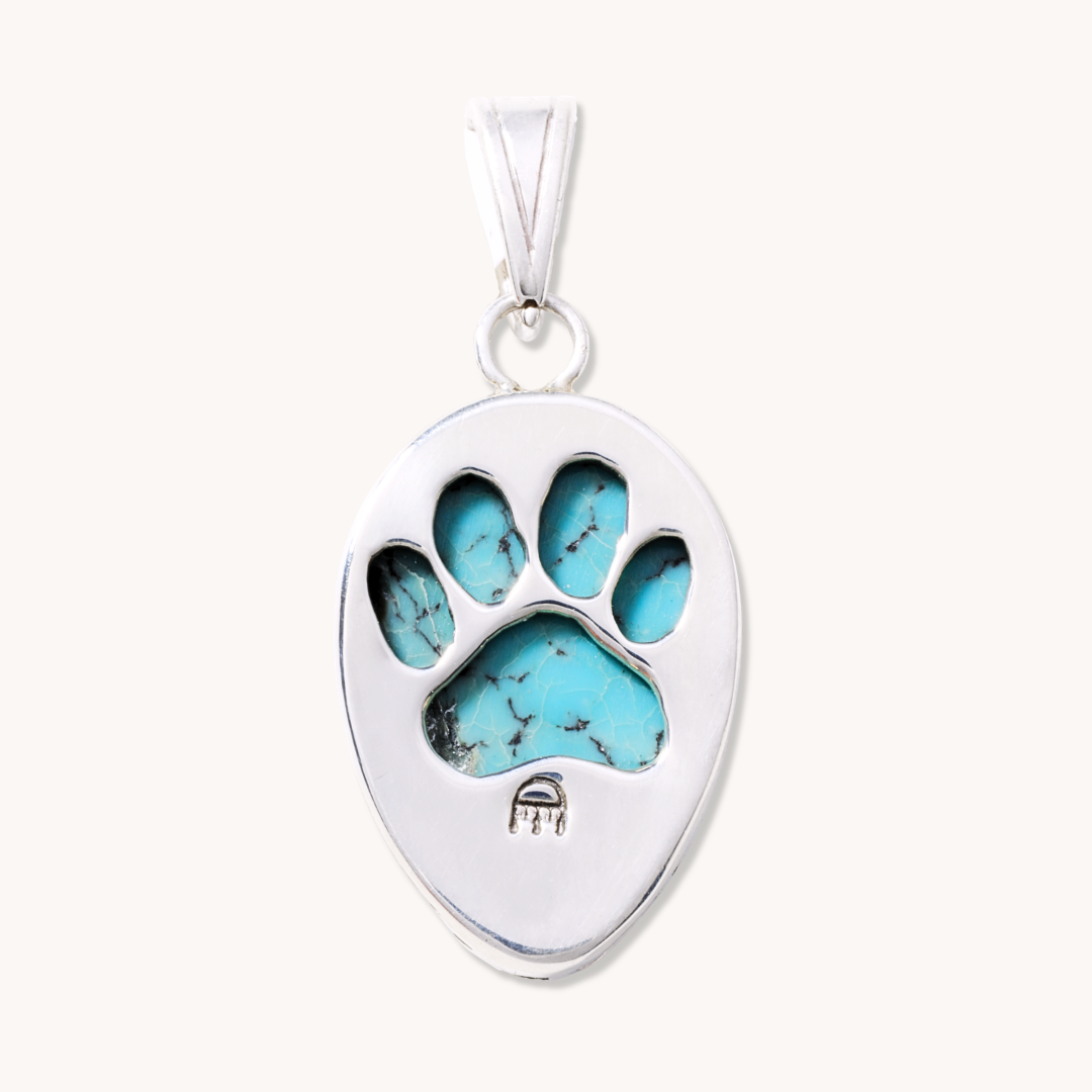Turquoise Pendant with Pawprint Cutout