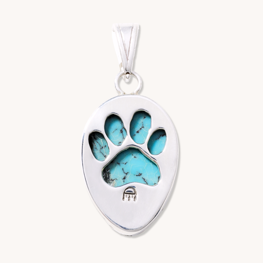 Turquoise Pendant with Pawprint Cutout